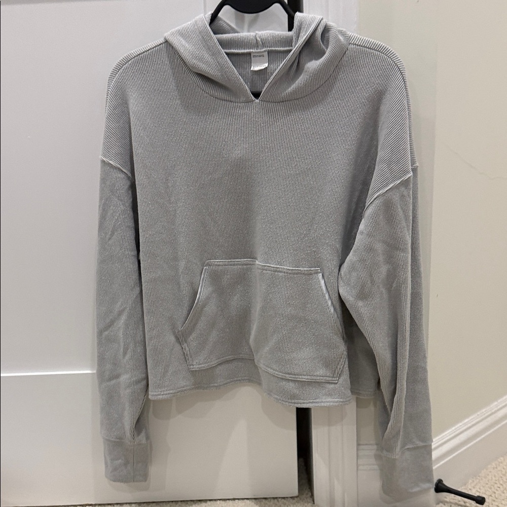 Gilly Hicks Light Gray Waffle Knit Hoodie